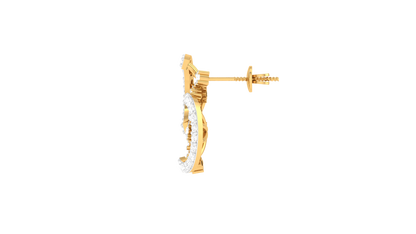 Wheel Solitaire Stud Earrings In Yellow Gold - 0.50 Ct Round Cut Diamonds