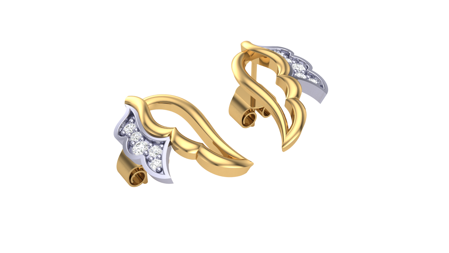 Celestial Pive Stud Earrings In Yellow Gold - 0.15 Ct Round Cut Diamonds