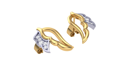 Celestial Pive Stud Earrings In Yellow Gold - 0.15 Ct Round Cut Diamonds