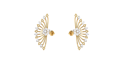 The Celestial Flower Climbers Stud Earrings - 0.47 Ct Round Cut Diamonds In Gold