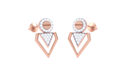 Geometric Drop Earrings With Gold Circle & Triangle Motif - 0.26 Ct Brilliante Diamonds