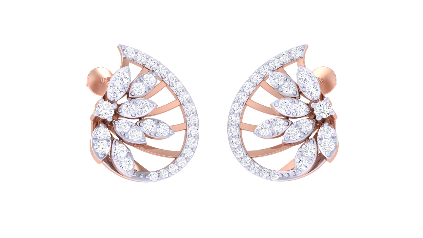 Bloom Arch Stud Earrings in Gold - 0.62 Ct Rund Diamonds
