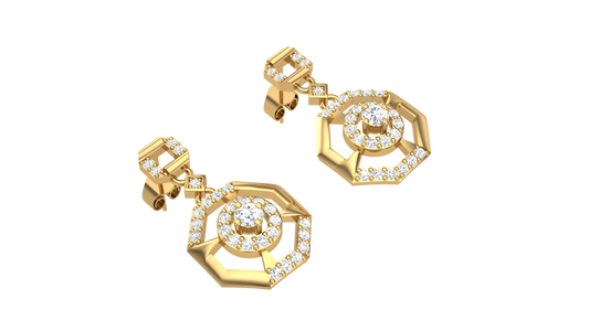 Galactic Halo Diamond Studs Drop Earrings - 0.56 Ct