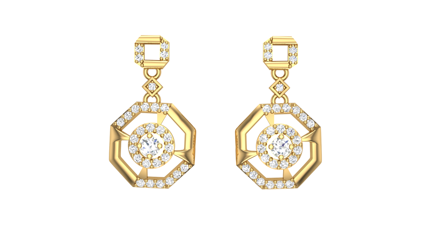 Galactic Halo Diamond Studs Drop Earrings - 0.56 Ct