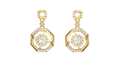Galactic Halo Diamond Studs Drop Earrings - 0.56 Ct
