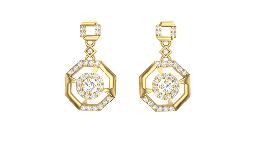 Galactic Halo Diamond Studs Drop Earrings - 0.56 Ct