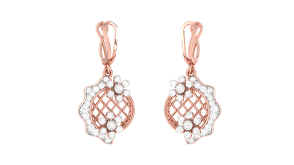 Luminous Floral Loop Hoop Earrings In Gold - 0.66 Ct Round Cut Diamonds