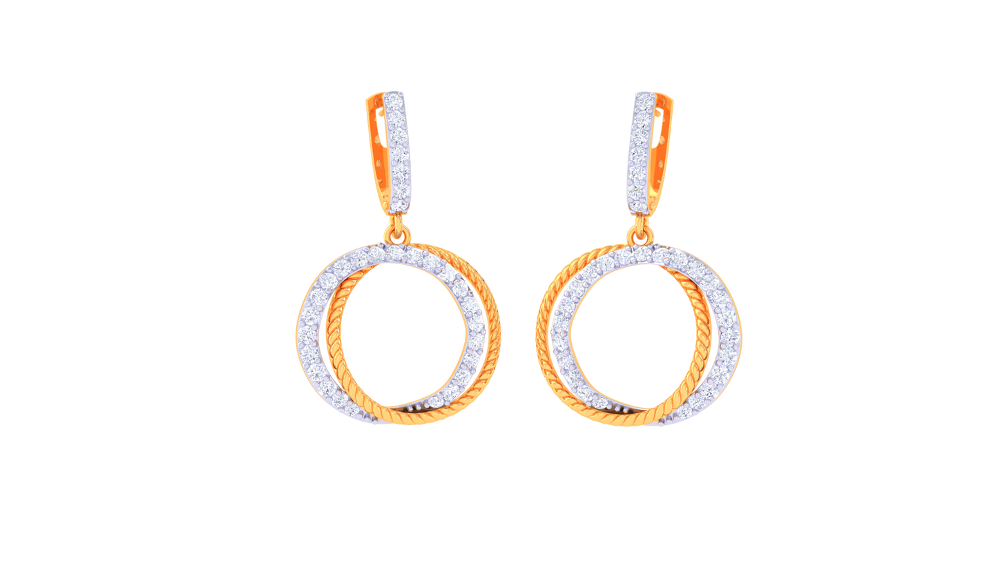 Halo Twist Hoop Earrings In Gold - 0.73 Ct Sparking Diamonds