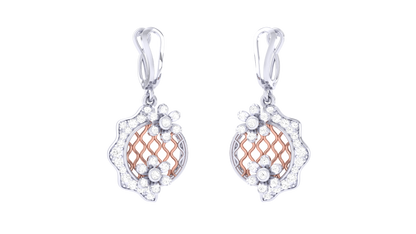 Luminous Floral Loop Hoop Earrings In Gold - 0.66 Ct Round Cut Diamonds