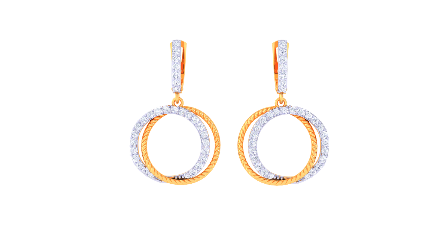 Halo Twist Hoop Earrings In Gold - 0.73 Ct Sparking Diamonds