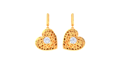 Delightful Heart Golden Hoop Earrings - 0.64 Ct Diamond InCenters