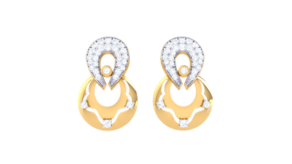 0.45 Ct Diamond Teardrop and  Filigree Circle Earrings in Gold