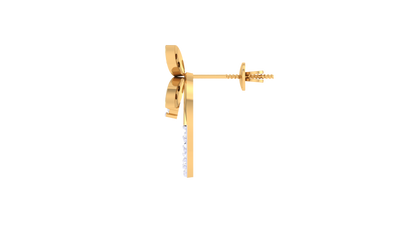 0.38 Ct- Gold Diamond Butterfly Halo Stud Earrings