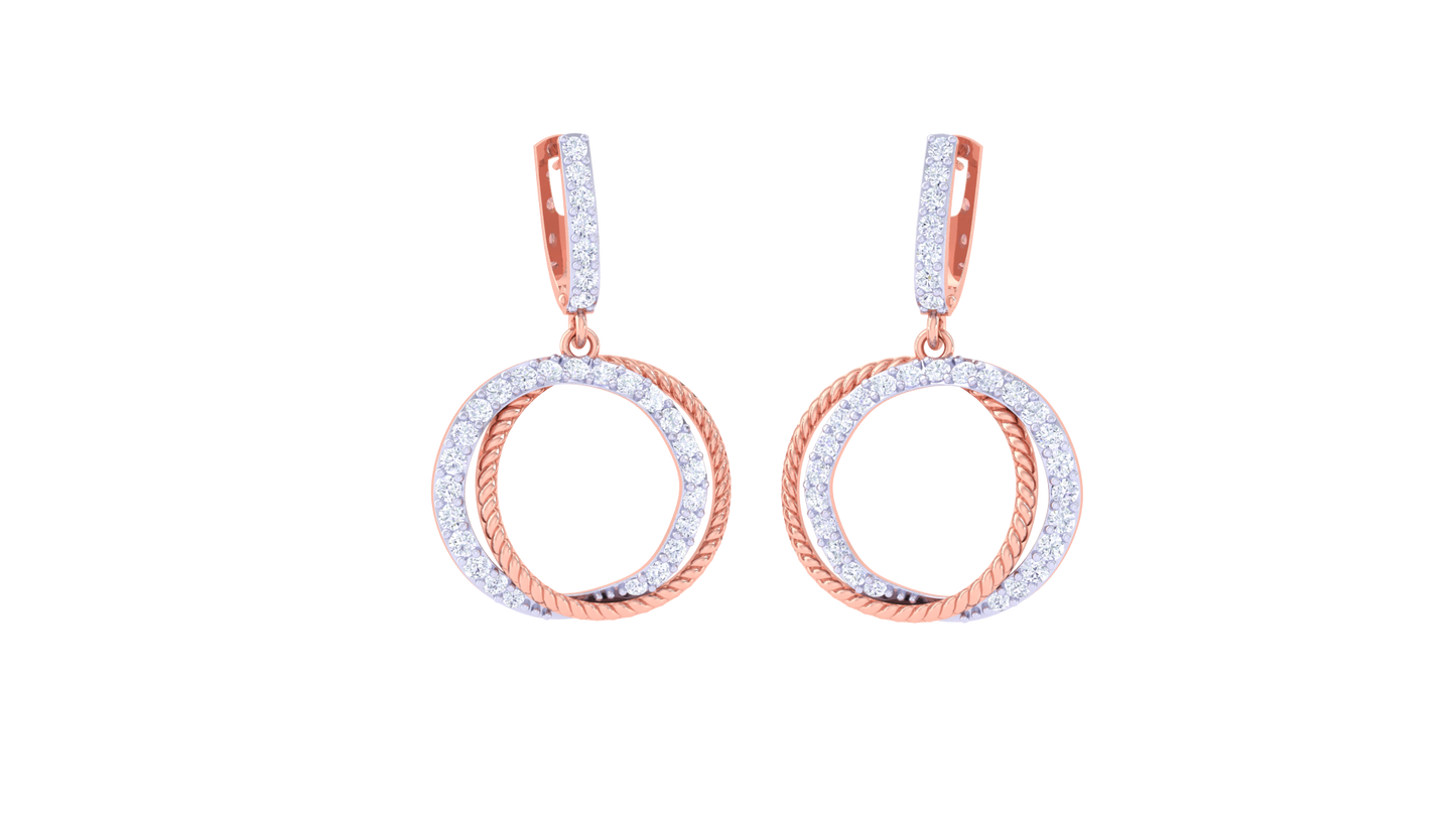 Halo Twist Hoop Earrings In Gold - 0.73 Ct Sparking Diamonds