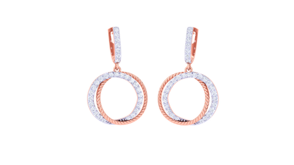 Halo Twist Hoop Earrings In Gold - 0.73 Ct Sparking Diamonds