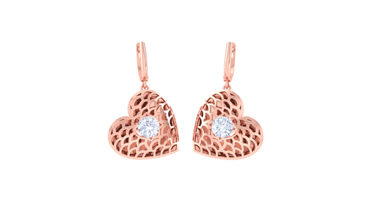 Delightful Heart Golden Hoop Earrings - 0.64 Ct Diamond InCenters