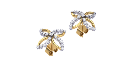 Radiant Floral Stud Earrings In Yellow Gold - 0.31 Ct Round Cut Diamonds