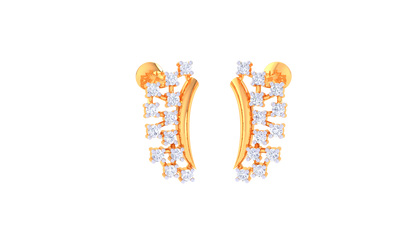Twin Row Curve Stud Earrings In Gold - 0.20 Ct Diamonds