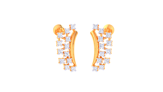 Twin Row Curve Stud Earrings In Gold - 0.20 Ct Diamonds