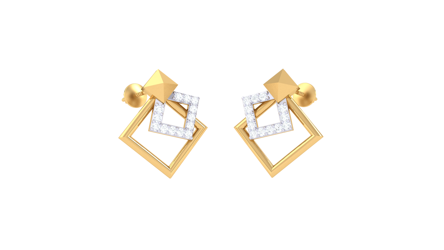 Sleek Chevron Diamond Stud Earrings In Gold - 0.13 Ct