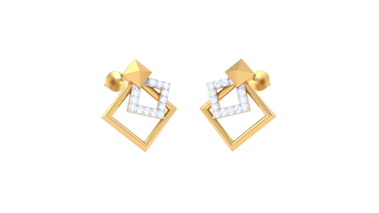 Sleek Chevron Diamond Stud Earrings In Gold - 0.13 Ct