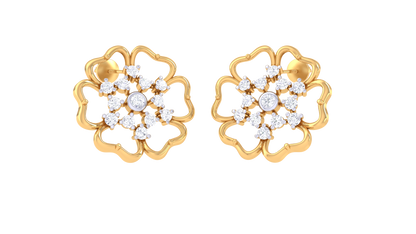 Luxurious Petals Stud Earrings In Rose Gold - 0.34 Ct Round Cut Diamonds