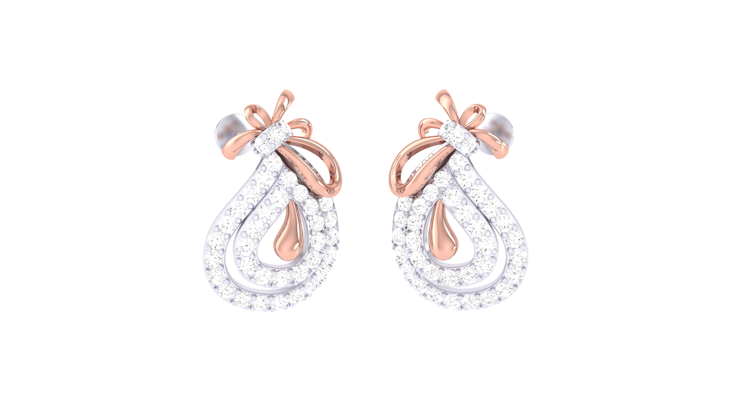 Celestial Knot Golden Drop Earrings - 0.56 Ct Sparkling Round Diamonds