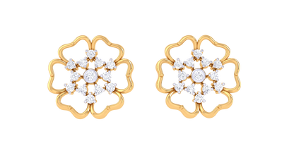 Luxurious Petals Stud Earrings In Rose Gold - 0.34 Ct Round Cut Diamonds