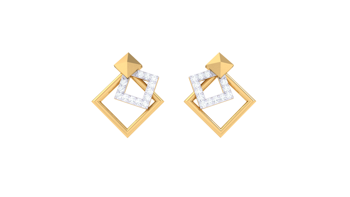 Sleek Chevron Diamond Stud Earrings In Gold - 0.13 Ct