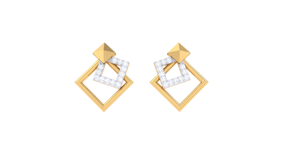 Sleek Chevron Diamond Stud Earrings In Gold - 0.13 Ct