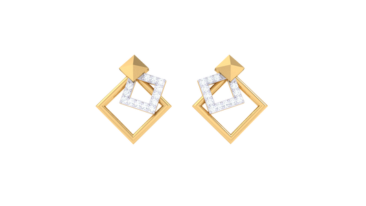 Sleek Chevron Diamond Stud Earrings In Gold - 0.13 Ct
