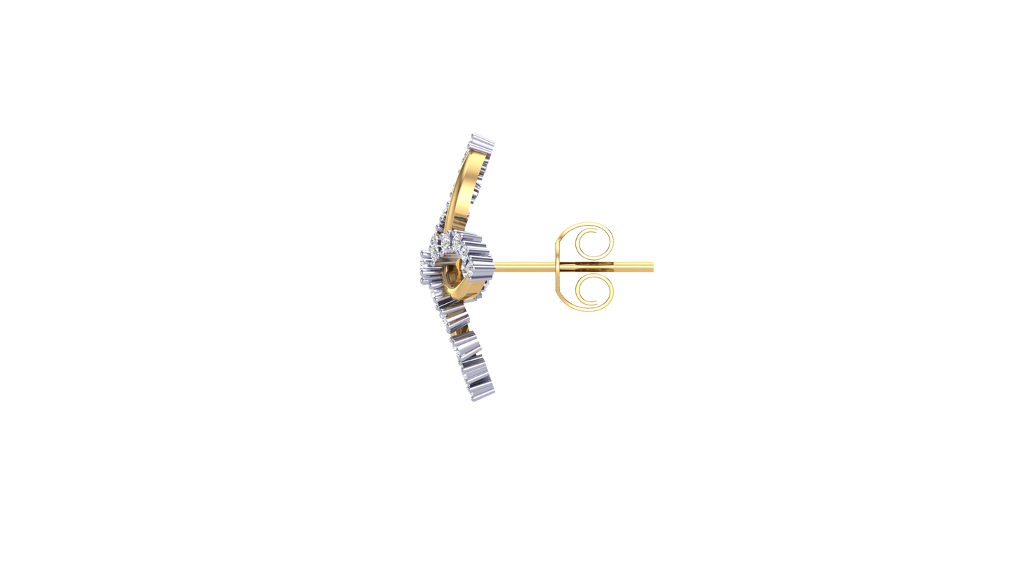 Radiant Floral Stud Earrings In Yellow Gold - 0.31 Ct Round Cut Diamonds