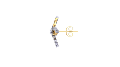 Radiant Floral Stud Earrings In Yellow Gold - 0.31 Ct Round Cut Diamonds