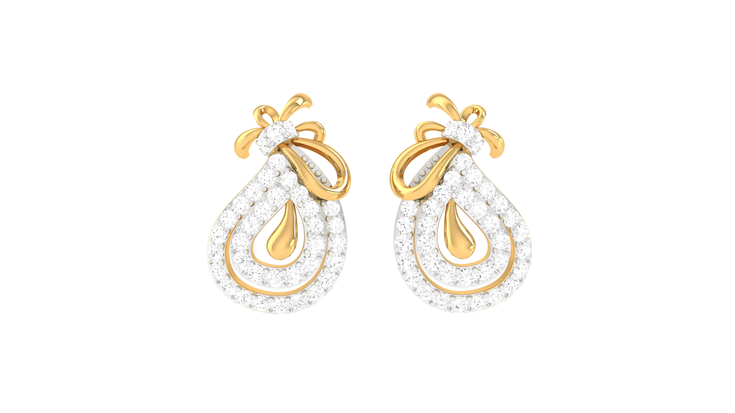 Celestial Knot Golden Drop Earrings - 0.56 Ct Sparkling Round Diamonds