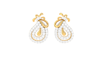Celestial Knot Golden Drop Earrings - 0.56 Ct Sparkling Round Diamonds
