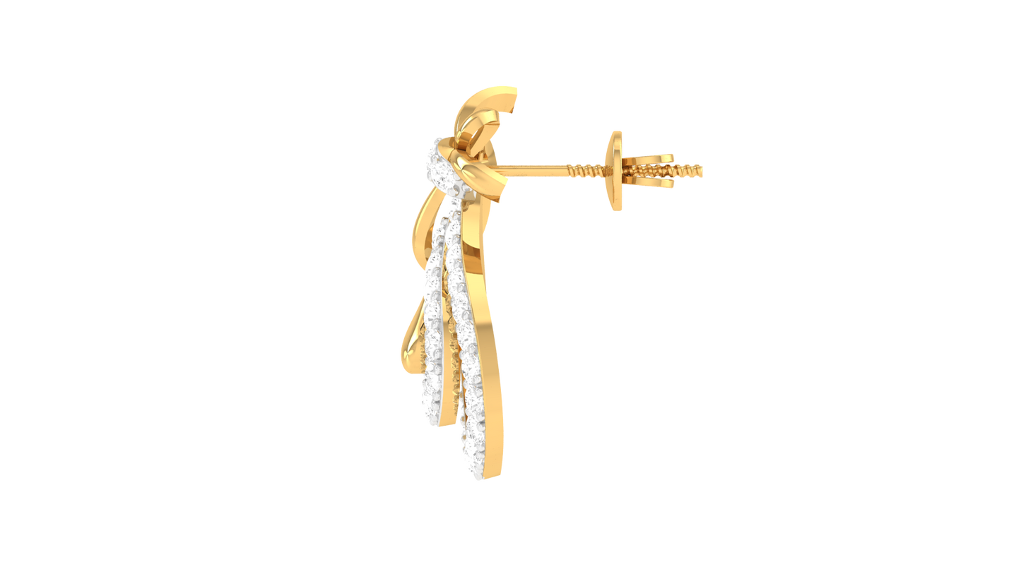 Celestial Knot Golden Drop Earrings - 0.56 Ct Sparkling Round Diamonds