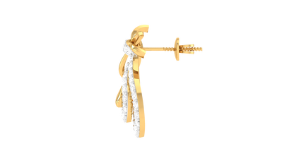 Celestial Knot Golden Drop Earrings - 0.56 Ct Sparkling Round Diamonds