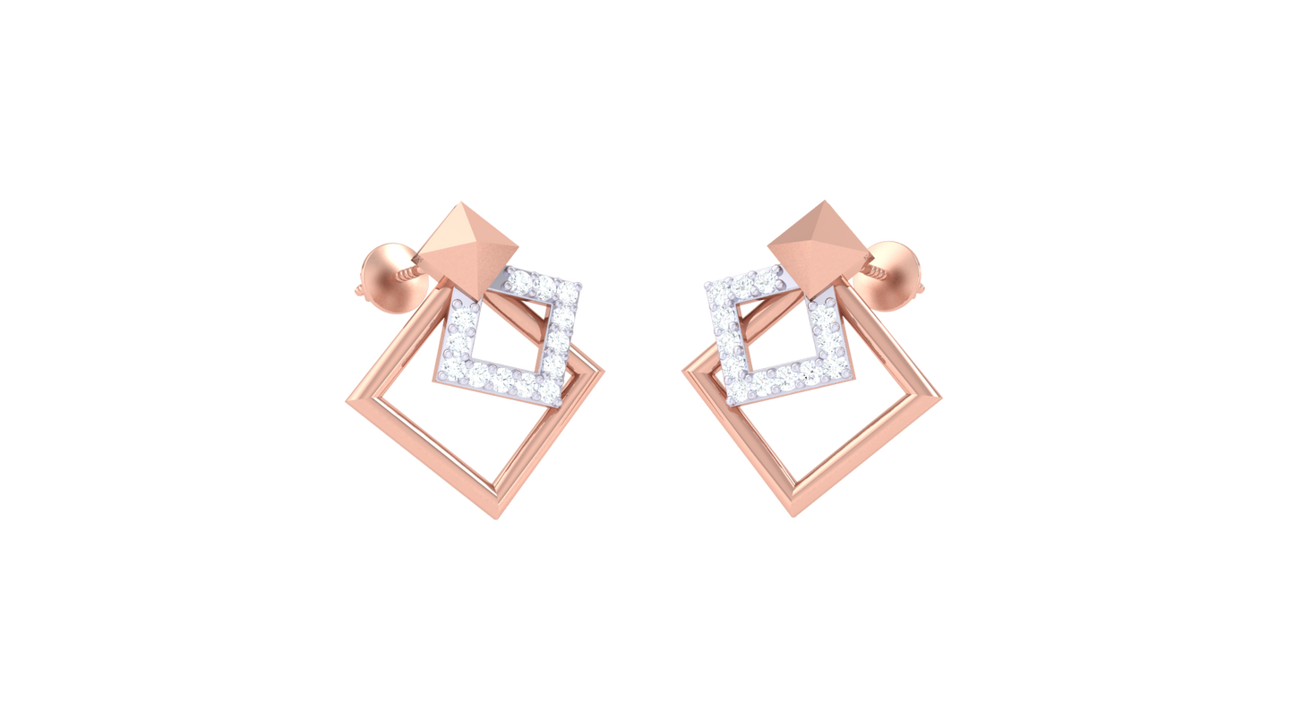 Sleek Chevron Diamond Stud Earrings In Gold - 0.13 Ct