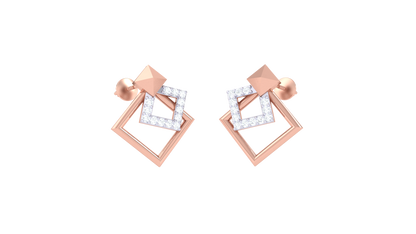 Sleek Chevron Diamond Stud Earrings In Gold - 0.13 Ct