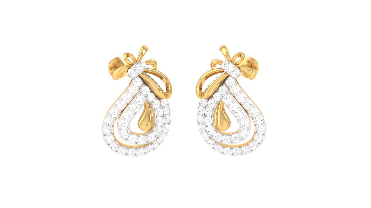 Celestial Knot Golden Drop Earrings - 0.56 Ct Sparkling Round Diamonds