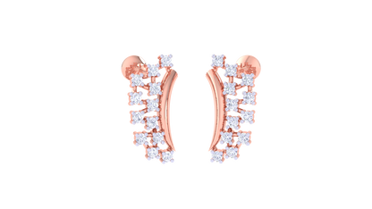 Twin Row Curve Stud Earrings In Gold - 0.20 Ct Diamonds