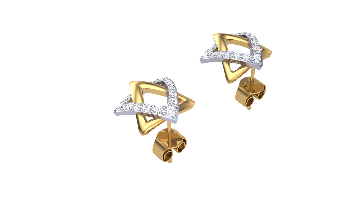 Starlight Frame Studs Earrings In Gold - 0.29 Ct Sparkling Round Diamonds