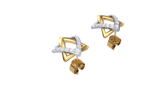 Starlight Frame Studs Earrings In Gold - 0.29 Ct Sparkling Round Diamonds