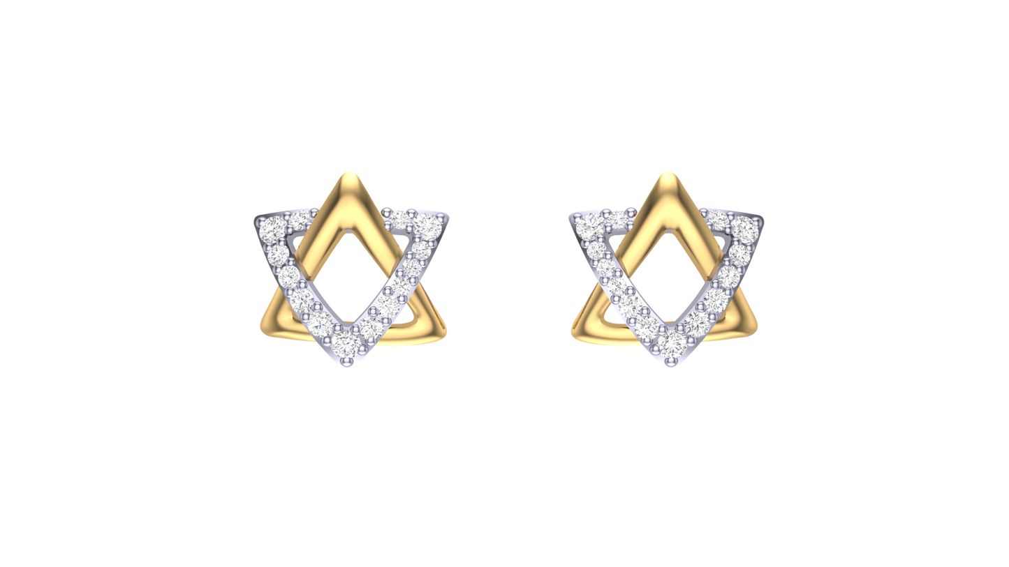 Starlight Frame Studs Earrings In Gold - 0.29 Ct Sparkling Round Diamonds