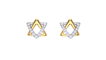 Starlight Frame Studs Earrings In Gold - 0.29 Ct Sparkling Round Diamonds