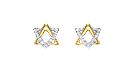 Starlight Frame Studs Earrings In Gold - 0.29 Ct Sparkling Round Diamonds