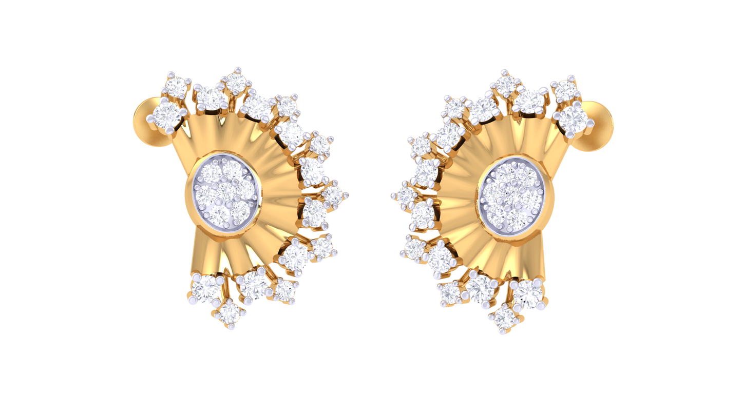 Aurora Cluster Golden Stud Earrings - 0.49 Brilliance Round Cut Diamonds