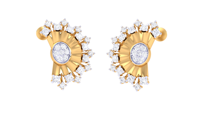 Aurora Cluster Golden Stud Earrings - 0.49 Brilliance Round Cut Diamonds