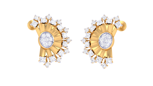 Aurora Cluster Golden Stud Earrings - 0.49 Brilliance Round Cut Diamonds