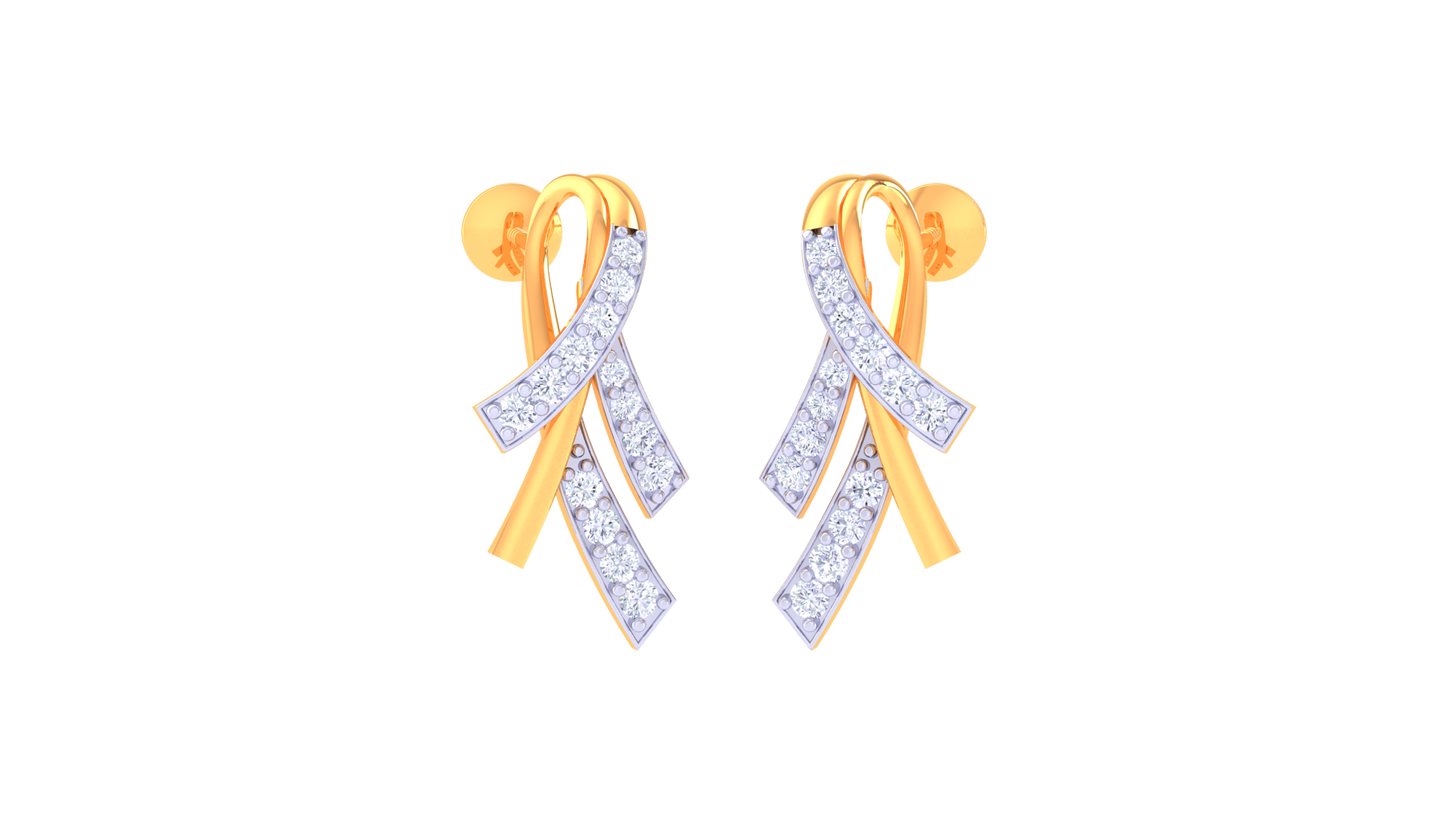 Duo Curve Drop Earrings In Gold - 0.21 Ct Diamonds